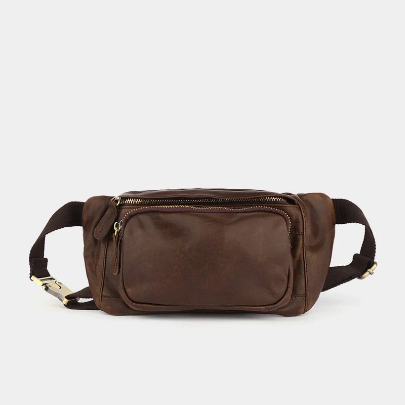 The Alpha leather fanny pack in dark brown