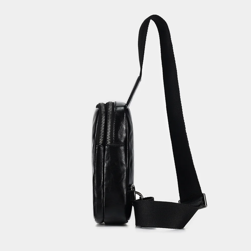 Side profile of The Bellus leather sling bag