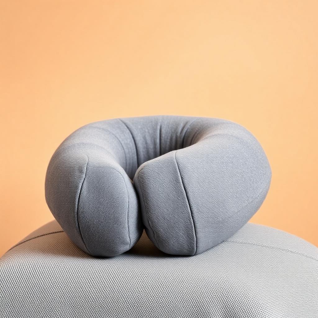 Grey Driftwood memory foam travel neck pillow on a clean studio background